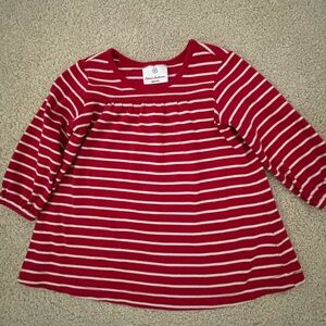 Hanna Andersson Girls red white stripe long sleeve pullover dress size (80) 2